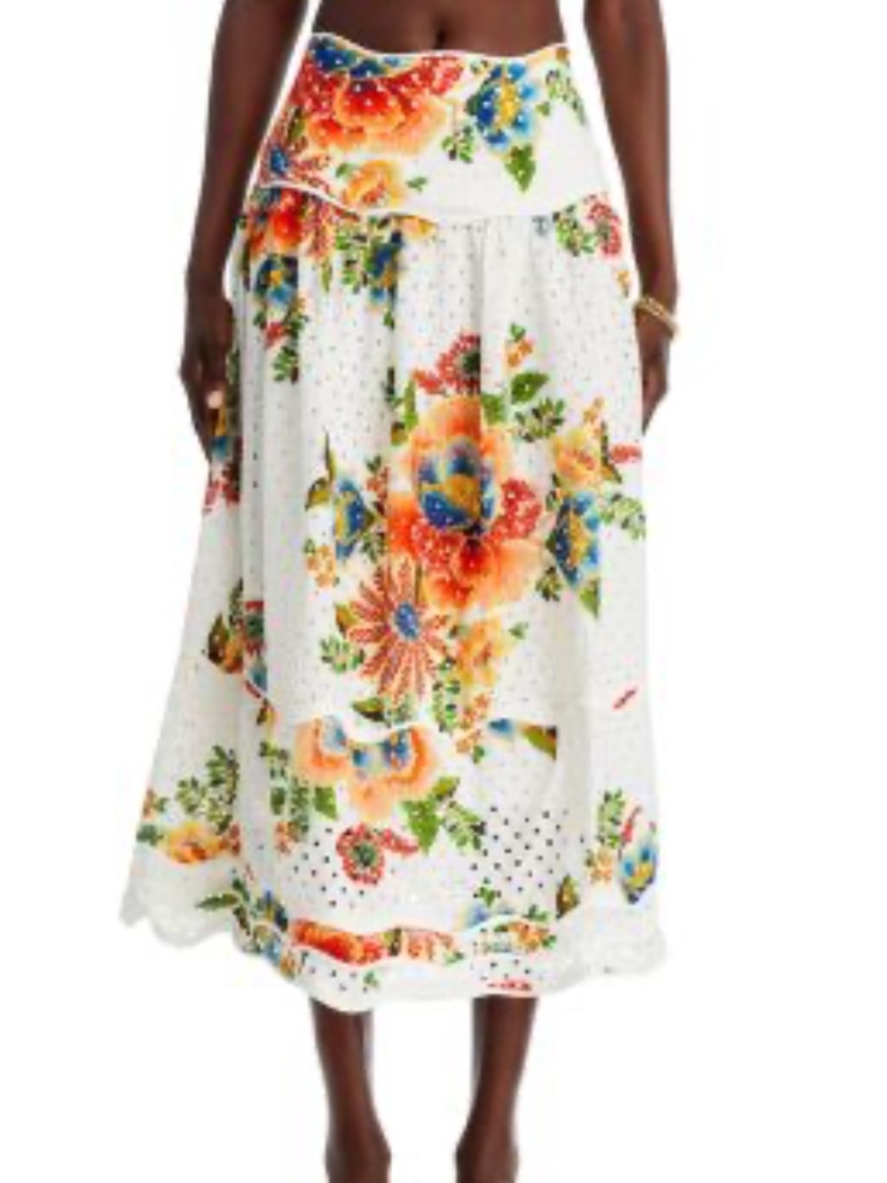 Farm Rio Delicate Eyelet Midi Skirt Large